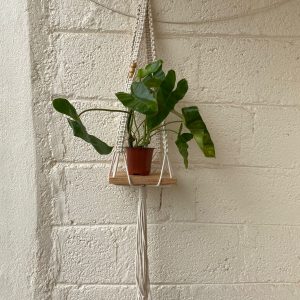 Macrame Hanging Planter with Wooden