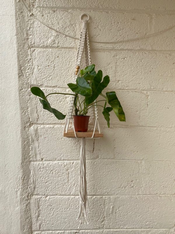 Macrame Hanging Planter with Wooden